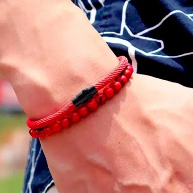 PULSERA ROJA PIEDRAS PROTECCION HOMBRE/MUJER - 3