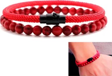 PULSERA ROJA PIEDRAS PROTECCION HOMBRE/MUJER - 9