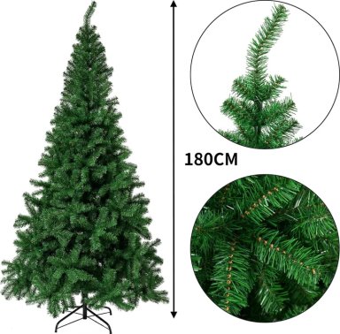 ARBOL DE NAVIDAD DE ABETO DE COLOR SOLIDO DE 210 CM VERDE - 6