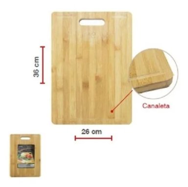 TABLA DE COCINA CORTAR PREMIUM DE BAMBU 38X28X0.8CM LISA BEIGE - 3