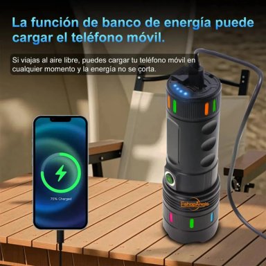 LINTERNA TACTICA LED CON ZOOM RECARGABLE ULTRA POTENTE - 3