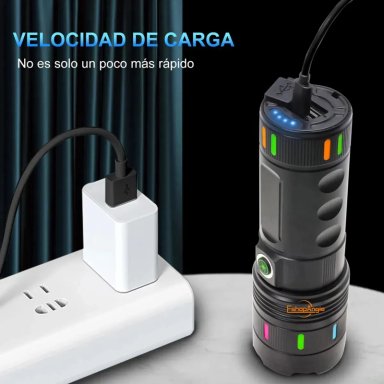 LINTERNA TACTICA LED CON ZOOM RECARGABLE ULTRA POTENTE - 4