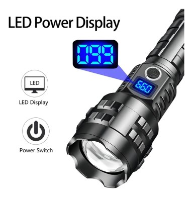 LINTERNA 100000 LUMENS TACTICA RECARGABLA PORTATIL ALTA POTENCIA CON ZOOM 5 MODOS DE ILUMINACION - 1