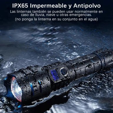 LINTERNA 100000 LUMENS TACTICA RECARGABLA PORTATIL ALTA POTENCIA CON ZOOM 5 MODOS DE ILUMINACION - 5