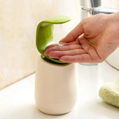 DISPENSADOR JABON LIQUIDO GEL SHAMPOO BLANCO CON VERDE - 4