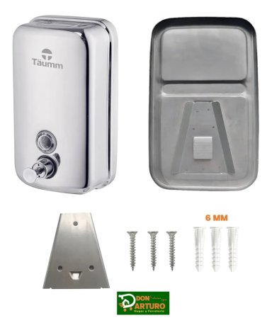 DISPENSADOR JABON MURO ACERO INOXIDABLE 800 ML CROMADO TAUMM - 1