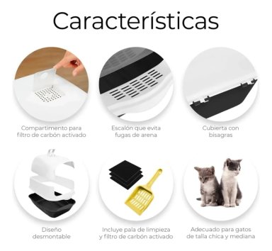 ARENERO CERRADO PARA GATOS XL NEGRO - 2