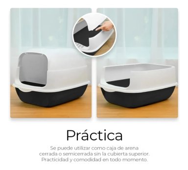 ARENERO CERRADO PARA GATOS XL NEGRO - 3