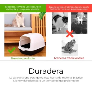 ARENERO CERRADO PARA GATOS XL NEGRO - 4
