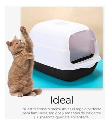 ARENERO CERRADO PARA GATOS XL NEGRO - 5