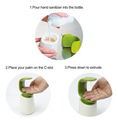 DISPENSADOR DE JABON LAVALOZA ALCOHOL GEL BLANCO CON VERDE - 3