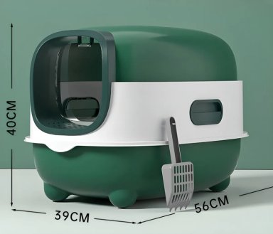 ARENERO GATO RORO CAJA DE ARENA CERRADA BAÑO SANITARIO GATOS RORO COLOR VERDE - 1000246 - 1