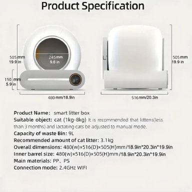 ARENERO ROBOT AUTOMATICO PARA GATOS 2.0 WIFI COLOR BLANCO GENERAC - 3