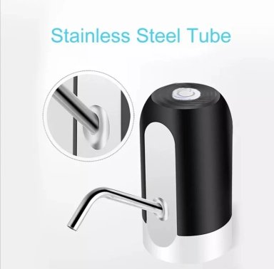 DISPENSADOR AUTOMATICO BIDON 20 LITROS BOMBA RECARGABLE USB NEGRO CON BLANCO - 1