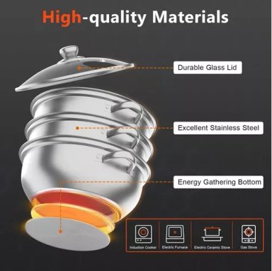 VAPORERA PARA SOPA DE ACERO INOXIDABLE, 28 CM, TRES CAPAS - 3