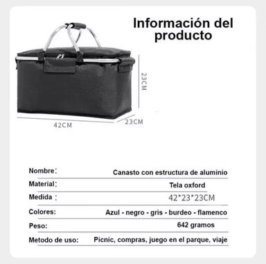 CANASTA PICNIC COOLER BOLSO TE RMICA PLEGABLE PORTATIL - 3