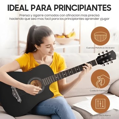 GUITARRA ELECTROACUSTICA CUTAWAY 38 CON FUNDA NEGRO #8 - 2