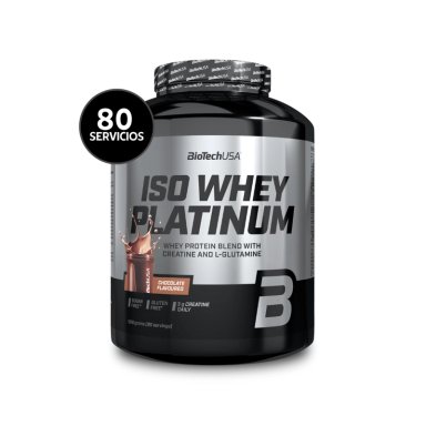 BIOTECHUSA ISO WHEY PLATINUM 1816 G | 80 SERVICIOS · WHEY PROTEIN CON CREATINA Y L-GLUTAMINA - 1