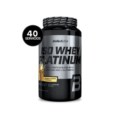 BIOTECHUSA ISO WHEY PLATINUM 908 G | 40 SERVICIOS · WHEY PROTEIN CON CREATINA Y L-GLUTAMINA - 2