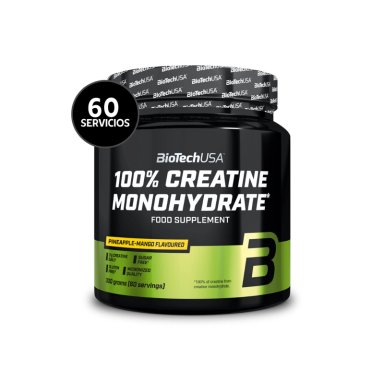 BIOTECHUSA CREATINA MONOHIDRATADA 100% PURA SABORES 300 G | 60 SERVICIOS · 3G POR TOMA · FUERZA - 1