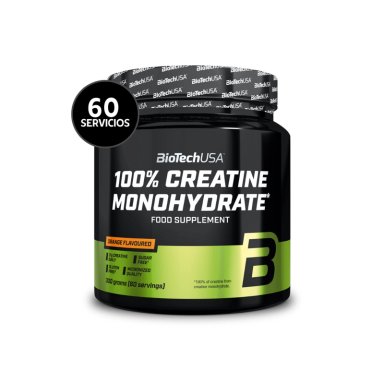 BIOTECHUSA CREATINA MONOHIDRATADA 100% PURA SABORES 300 G | 60 SERVICIOS · 3G POR TOMA · FUERZA - 2
