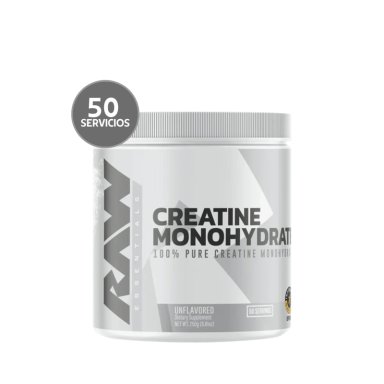 RAW NUTRITION CREATINE 250 G | 50 SERVICIOS · CREATINA MONOHIDRATADA · FUERZA Y RENDIMIENTO - 1