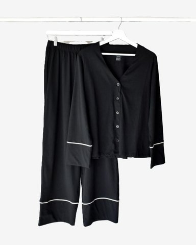 PIJAMA ALGODON PIMA PERUANO EVAKI NEGRO - 1