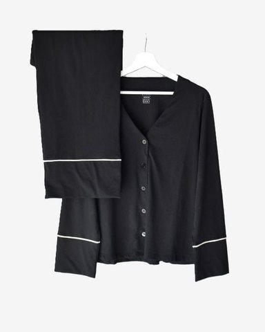 PIJAMA ALGODON PIMA PERUANO EVAKI NEGRO - 2