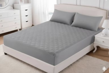 TOPPER CUBRECOLCHON IIPERMEABLE 2 PLAZAS UNICOLOR AJUSTABLE WM - 2