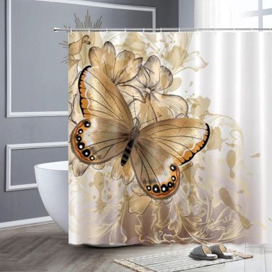 SETS DE BAÑO DE 4 PIEZAS CON DISEÑO  MARIPOSAS DORADAS WM - 3
