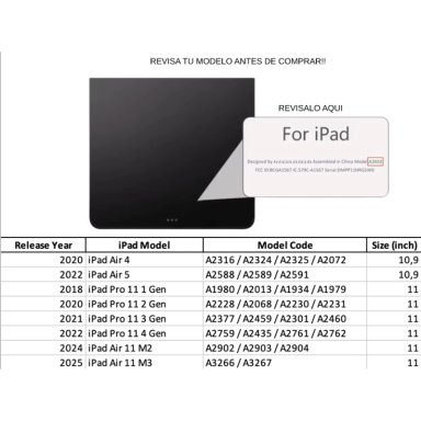 FUNDA CON TECLADO MAGIC KEY PARA IPAD AIR 11 M2-M3 / AIR 4-5 / PRO 11 - 3