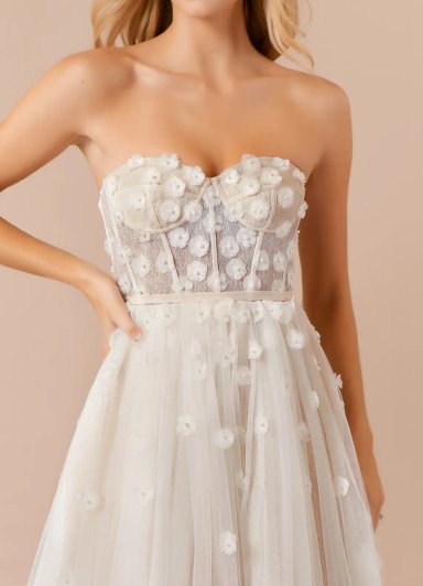 VESTIDO DE NOVIA LARGO DIAMANTE EN COLOR BLANCO DIAMANTE CHAMPAGNE CON CORSE AJUSTABLE - 4