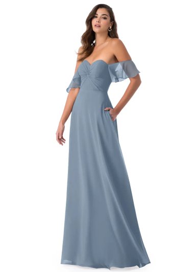 VESTIDO DE FIESTA MUJER ELEGANTE COLOR AZUL ACERO BODAS CEREMONIA GALA - 3