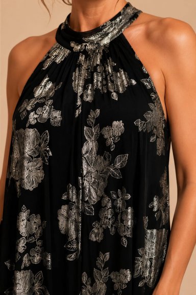 ENTERIZO HALTER MUJER ELEGANTE FLORAL METALIZADO - 2