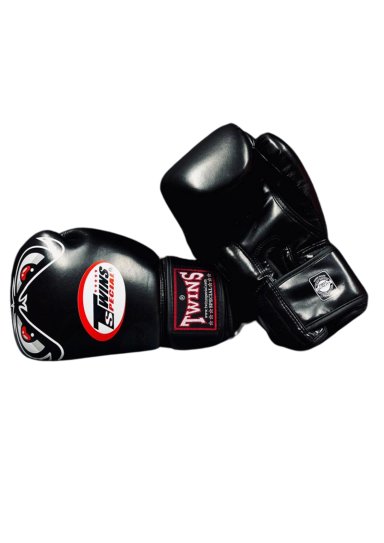 GUANTES DE BOXEO MUAY THAI TWINS SPECIAL BAD EYES BLACK 100% CUERO GENUINO HECHO EN TAILANDIA - 4