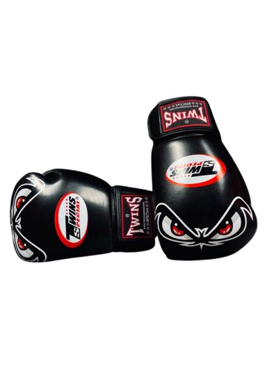 GUANTES DE BOXEO MUAY THAI TWINS SPECIAL BAD EYES BLACK 100% CUERO GENUINO HECHO EN TAILANDIA - 5