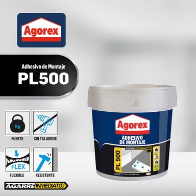 PEGAMENTO ADHESIVO DE MONTAJE HENKEL ADHESIVES PL 500 AGOREX 3.8 KG - 5