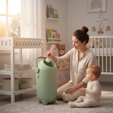 BASURERO DE PAÑALES PARA BEBE  CON CONTROL DE OLORES – COLOR VERDE - 4