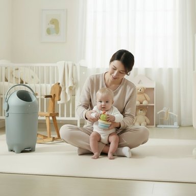 BASURERO DE PAÑALES PARA BEBE  CON CONTROL DE OLORES – COLOR VERDE - 5