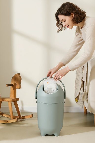 BASURERO DE PAÑALES PARA BEBE  CON CONTROL DE OLORES – COLOR VERDE - 6