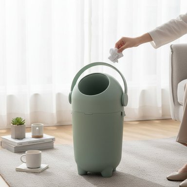 BASURERO DE PAÑALES PARA BEBE  CON CONTROL DE OLORES – COLOR VERDE - 7