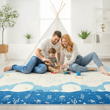 ALFOMBRA ANTIGOLPE PARA BEBE  REVERSIBLE 200X180 CM | ALFOMBRA DE JUEGO PLEGABLE - 1