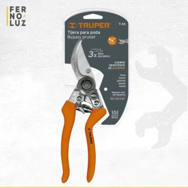 TIJERA DE PODA 8 PULGADAS 20 CM CUERPO ALUMINIO TRUPER COLOR NARANJA - 4