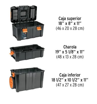 CAJA PARA HERRAMIENTAS 19 X25 3 EN 1 DESMONTABLE TRUPER CHP-1925R COLOR NEGRO - 3