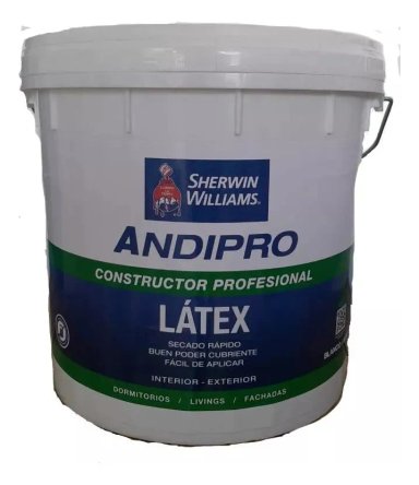 LATEX AL AGUA EN COLOR BLANCO SHERWIN WILLIAN TINETA ANDIPRO - 1