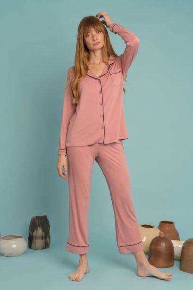 PIJAMA OLIVIA ROSADO, PIJAMA DE  MUJER 2 PIEZAS COLOR ROSADO - 1