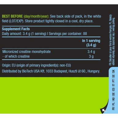BIOTECHUSA CREATINA 100% MONOHIDRATO MICRONIZADA PURA 300GR - 4