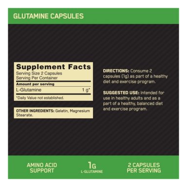 OPTIMUM NUTRITION L-GLUTAMINA MICRONIZADA 1000MG 120 CAPS - 8