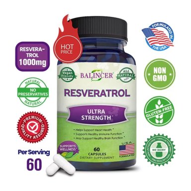 BALINCER RESVERATROL EXTRACTO PURO RESVERATROL 1000MG 60 CAPS - 3