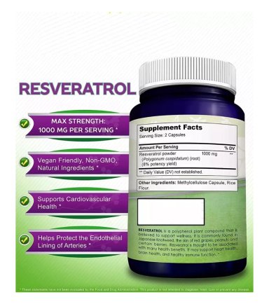 BALINCER RESVERATROL EXTRACTO PURO RESVERATROL 1000MG 60 CAPS - 8